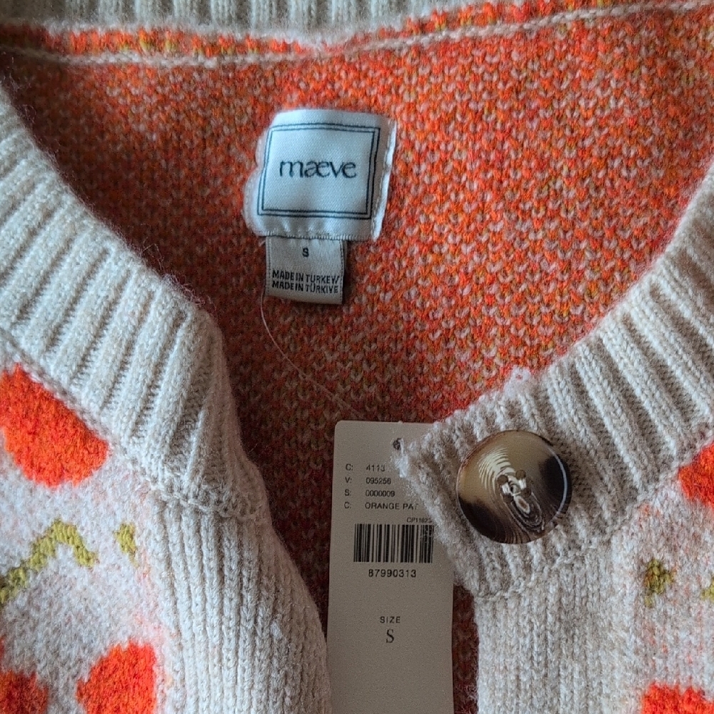 Anthropologie Orange Floral Cardigan - Picture 2 of 7
